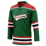 Custom Unisex Kelly Green & Red Pattern Hockey Jersey