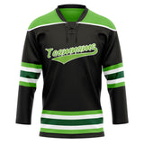 Custom Unisex Black & Neon-Green Pattern Hockey Jersey