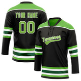 Custom Unisex Black & Neon-Green Pattern Hockey Jersey