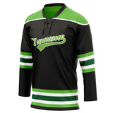 Custom Unisex Black & Neon-Green Pattern Hockey Jersey