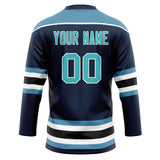 Custom Unisex Navy & Light Blue Pattern Hockey Jersey