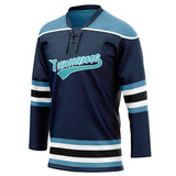 Custom Unisex Navy & Light Blue Pattern Hockey Jersey