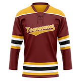 Custom Unisex Crimson & Gold Pattern Hockey Jersey