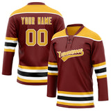 Custom Unisex Crimson & Gold Pattern Hockey Jersey