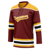 Custom Unisex Crimson & Gold Pattern Hockey Jersey