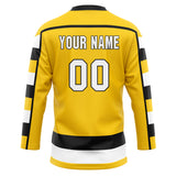 Custom Unisex Yellow & White Pattern Hockey Jersey