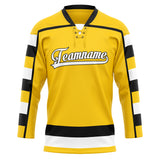 Custom Unisex Yellow & White Pattern Hockey Jersey