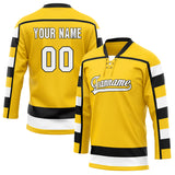 Custom Unisex Yellow & White Pattern Hockey Jersey