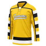 Custom Unisex Yellow & White Pattern Hockey Jersey