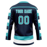 Custom Unisex Navy & Teal Pattern Hockey Jersey