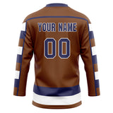 Custom Unisex Brown & Navy Pattern Hockey Jersey