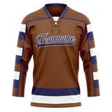 Custom Unisex Brown & Navy Pattern Hockey Jersey