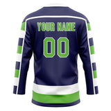 Custom Unisex Purple & Neon-Green Pattern Hockey Jersey