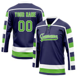 Custom Unisex Purple & Neon-Green Pattern Hockey Jersey