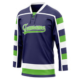 Custom Unisex Purple & Neon-Green Pattern Hockey Jersey