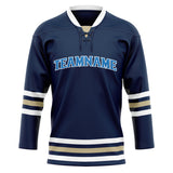 Custom Unisex Navy & White Pattern Hockey Jersey