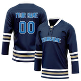 Custom Unisex Navy & White Pattern Hockey Jersey