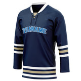 Custom Unisex Navy & White Pattern Hockey Jersey