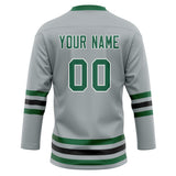 Custom Unisex Gray & Green Pattern Hockey Jersey