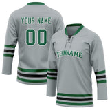 Custom Unisex Gray & Green Pattern Hockey Jersey