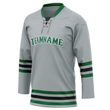 Custom Unisex Gray & Green Pattern Hockey Jersey