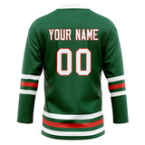 Custom Unisex Kelly Green & White Pattern Hockey Jersey