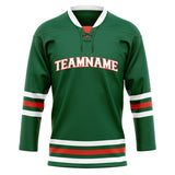 Custom Unisex Kelly Green & White Pattern Hockey Jersey