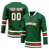 Custom Unisex Kelly Green & White Pattern Hockey Jersey