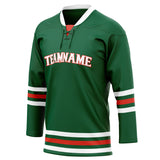 Custom Unisex Kelly Green & White Pattern Hockey Jersey