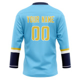 Custom Unisex Light Blue & Yellow Pattern Hockey Jersey