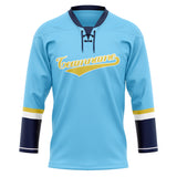 Custom Unisex Light Blue & Yellow Pattern Hockey Jersey