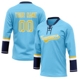 Custom Unisex Light Blue & Yellow Pattern Hockey Jersey