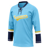 Custom Unisex Light Blue & Yellow Pattern Hockey Jersey