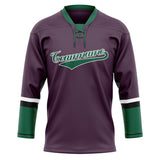 Custom Unisex Purple & Kelly Green Pattern Hockey Jersey