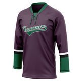 Custom Unisex Purple & Kelly Green Pattern Hockey Jersey