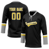 Custom Unisex Black & Gray Pattern Hockey Jersey