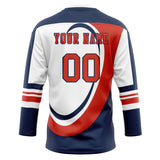 Custom Unisex White & Navy Pattern Hockey Jersey