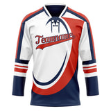 Custom Unisex White & Navy Pattern Hockey Jersey