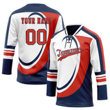 Custom Unisex White & Navy Pattern Hockey Jersey