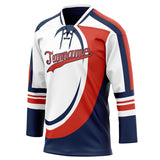 Custom Unisex White & Navy Pattern Hockey Jersey