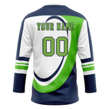 Custom Unisex White & Navy Pattern Hockey Jersey