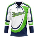 Custom Unisex White & Navy Pattern Hockey Jersey