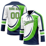 Custom Unisex White & Navy Pattern Hockey Jersey