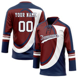 Custom Unisex Brown & Navy Pattern Hockey Jersey