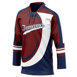 Custom Unisex Brown & Navy Pattern Hockey Jersey