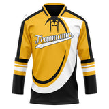 Custom Unisex Gold & Black Pattern Hockey Jersey