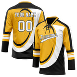 Custom Unisex Gold & Black Pattern Hockey Jersey