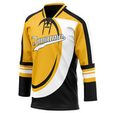 Custom Unisex Gold & Black Pattern Hockey Jersey