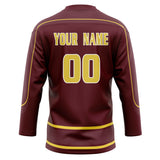 Custom Unisex Crimson & Yellow Pattern Hockey Jersey