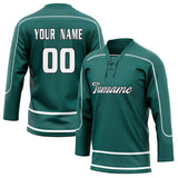 Custom Unisex Teal & White Pattern Hockey Jersey